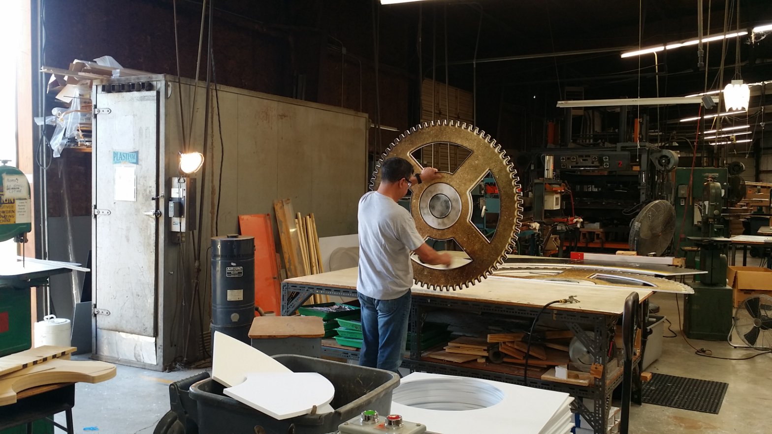 Hill Plastics team working in the shop equipment area